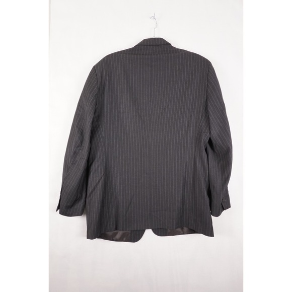 VTG Botany 500 Suit Mens 42R Dark Gray Pinstripe Wool Pants 36x29 Pleated Cuffed - Picture 11 of 16